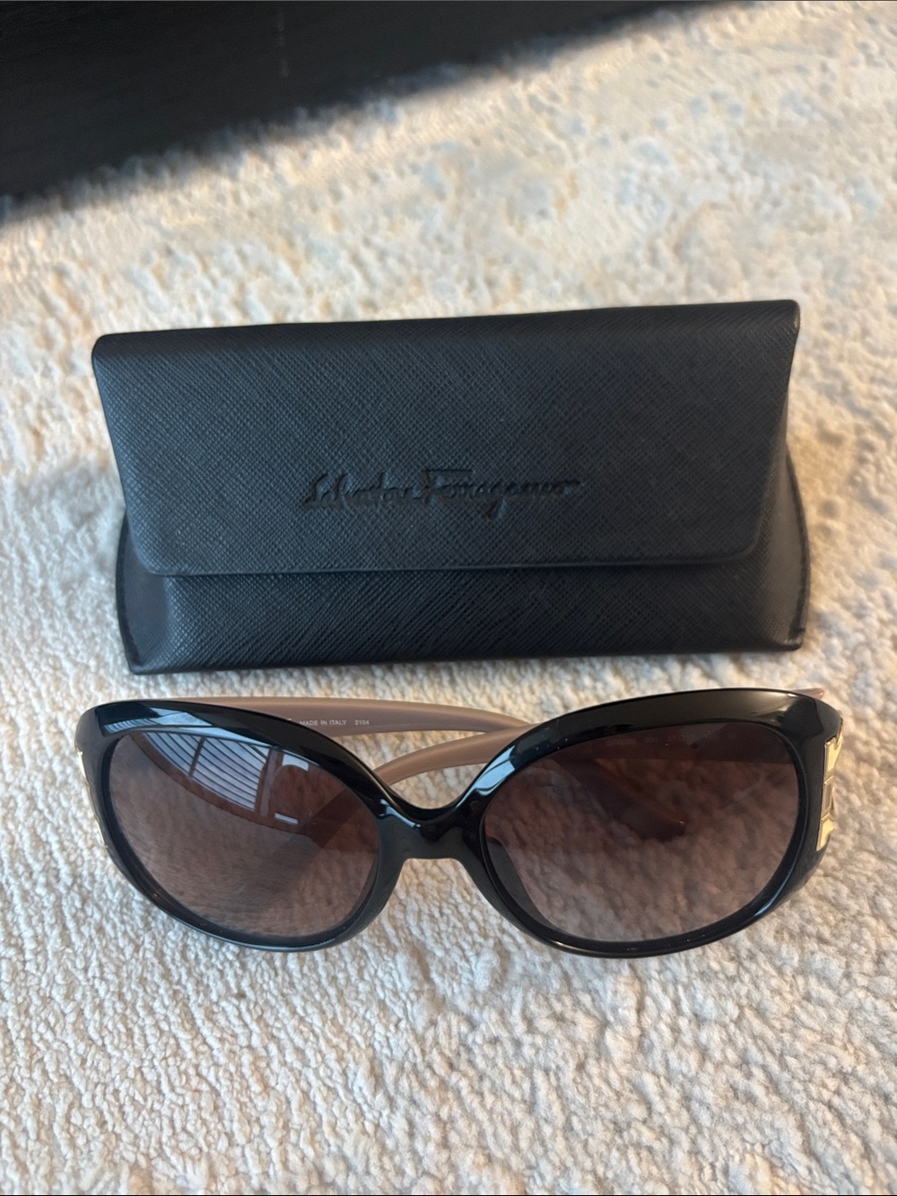 Salvatore Ferragamo Black Sunglasses with Brown Gradient Lenses
